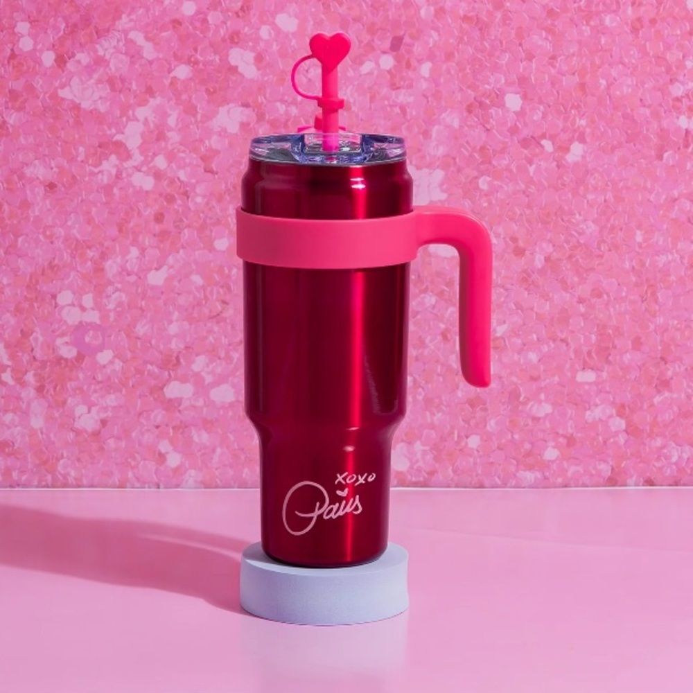 Paris Hilton 40 oz Stainless Steel Tumbler Raspberry Metallic Pink